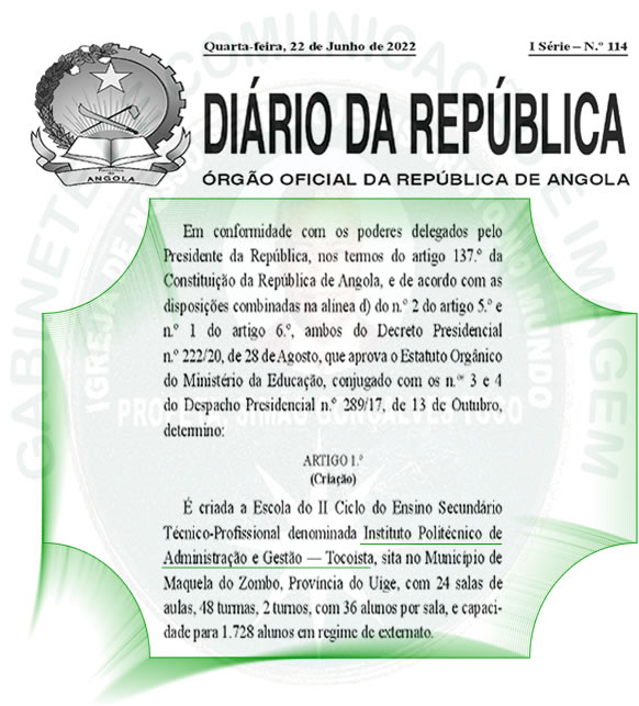 Legalizado Instituto Médio Politécnico de Administração e Gestão – Tocoísta